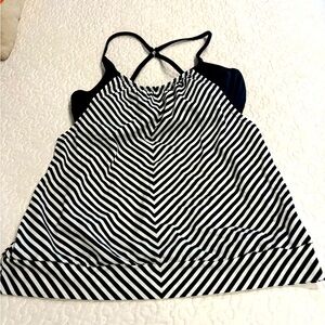 Athleta Black and White Tankini Top